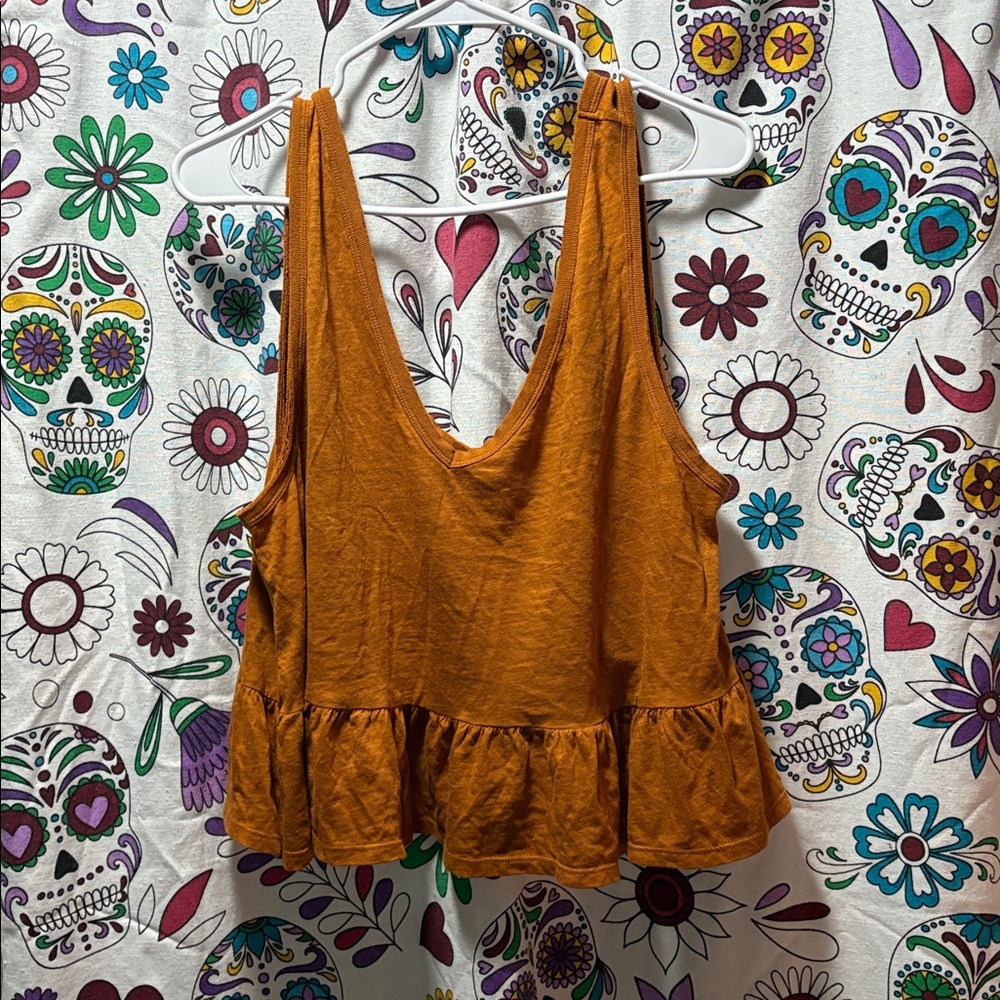 Orange Sleeveless Ruffle crop top